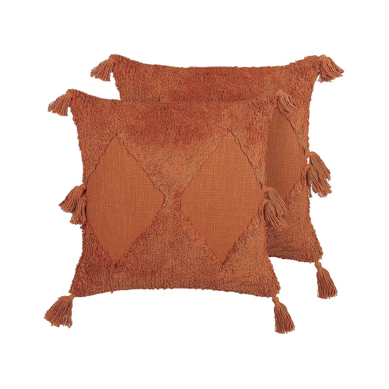 Zestaw 2 poduszek dekoracyjnych AVIUM Bawełna 45 x 45 cm Pomarańczowy Wzór geometryczny