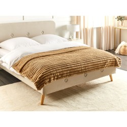 Narzuta na łóżko RAKYA Sztuczne futro 150 x 200 cm Jasnobrązowy