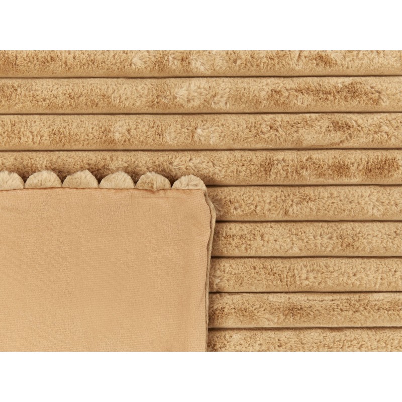 Narzuta na łóżko RAKYA Sztuczne futro 150 x 200 cm Jasnobrązowy