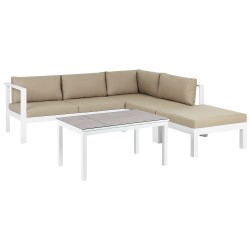 Narożnik ogrodowy ze stolikiem dla 5 osób MESSINA Lewostronny Metal Piaskowy