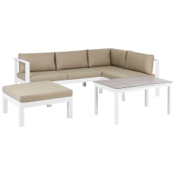 Narożnik ogrodowy ze stolikiem dla 5 osób MESSINA Lewostronny Metal Piaskowy
