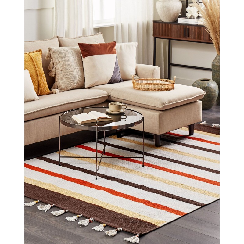 Dywan bawełniany 160 x 230 cm brązowo-beżowy HISARLI