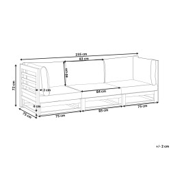 Sofa ogrodowa drewniana 3-osobowa mahoniowy brąz TRANI