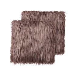 Zestaw 2 poduszek dekoracyjnych COROKIA Sztuczne futro 45 x 45 cm Brązowy Jednolity
