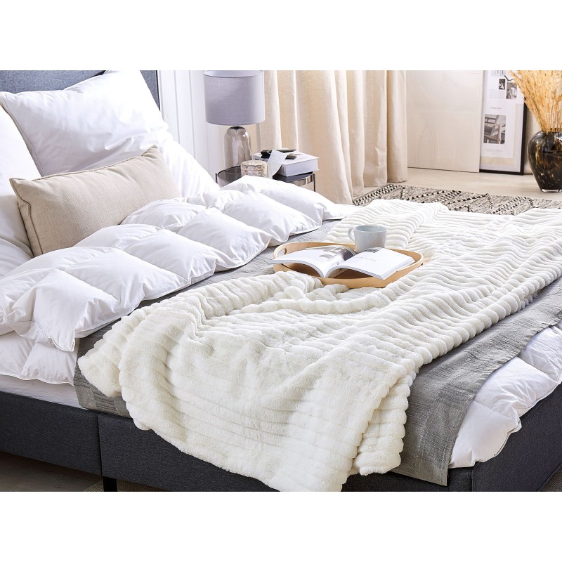 Koc ABTEH 180 x 220 cm Złamana biel