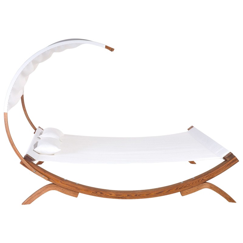 Leżak ogrodowy z poduszką TERAMO Drewno modrzewiowe Złamana biel