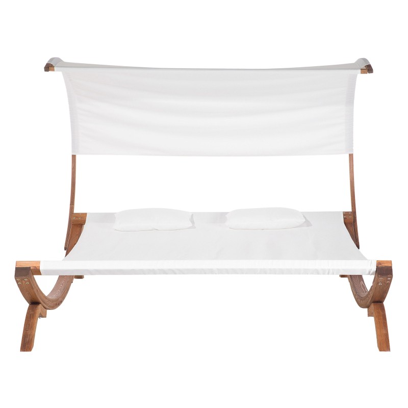 Leżak ogrodowy z poduszką TERAMO Drewno modrzewiowe Złamana biel