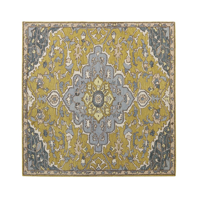 Dywan wełniany 200 x 200 cm żółto-niebieski MUCUR