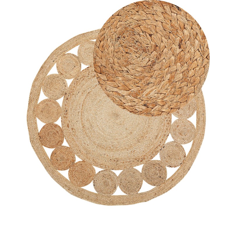 Dywan okrągły z juty ø 120 cm beżowy AHLAT