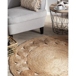 Dywan okrągły z juty ø 120 cm beżowy AHLAT