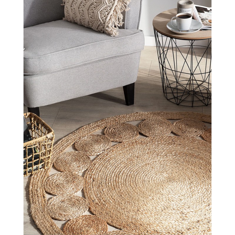 Dywan okrągły z juty ø 120 cm beżowy AHLAT
