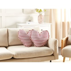 Zestaw 2 poduszek dekoracyjnych RUBIA Bawełna 45 x 45 cm Czerwony W paski