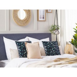 Zestaw 2 poduszek dekoracyjnych TOADFLAX Welur 45 x 45 cm Zielony Czarny Wzór roślinny