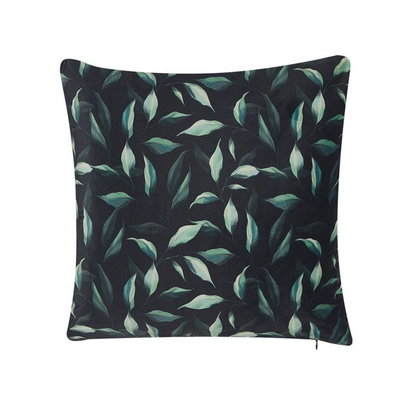 Zestaw 2 poduszek dekoracyjnych TOADFLAX Welur 45 x 45 cm Zielony Czarny Wzór roślinny