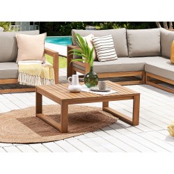 Stolik kawowy ogrodowy TIMOR 90 cm 75 cm Certyfikowane drewno akacjowe Jasnobrązowy