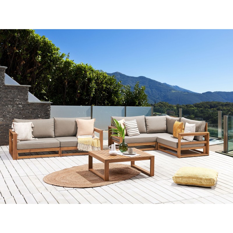 Stolik kawowy ogrodowy TIMOR 90 cm 75 cm Certyfikowane drewno akacjowe Jasnobrązowy