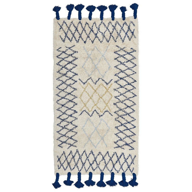 Dywan bawełniany 80 x 150 cm beżowo-niebieski ERZINCAN