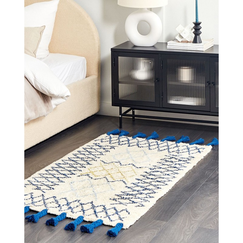 Dywan bawełniany 80 x 150 cm beżowo-niebieski ERZINCAN