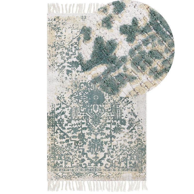 Dywan z wiskozy 80 x 150 cm beżowo-zielony BOYALI