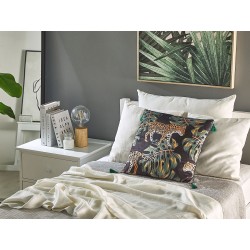 Zestaw 2 poduszek dekoracyjnych KUHI Welur 45 x 45 cm Czarny Wzór zwierzęcy