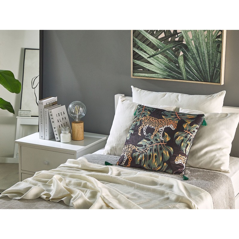 Zestaw 2 poduszek dekoracyjnych KUHI Welur 45 x 45 cm Czarny Wzór zwierzęcy