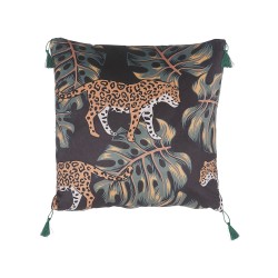 Zestaw 2 poduszek dekoracyjnych KUHI Welur 45 x 45 cm Czarny Wzór zwierzęcy