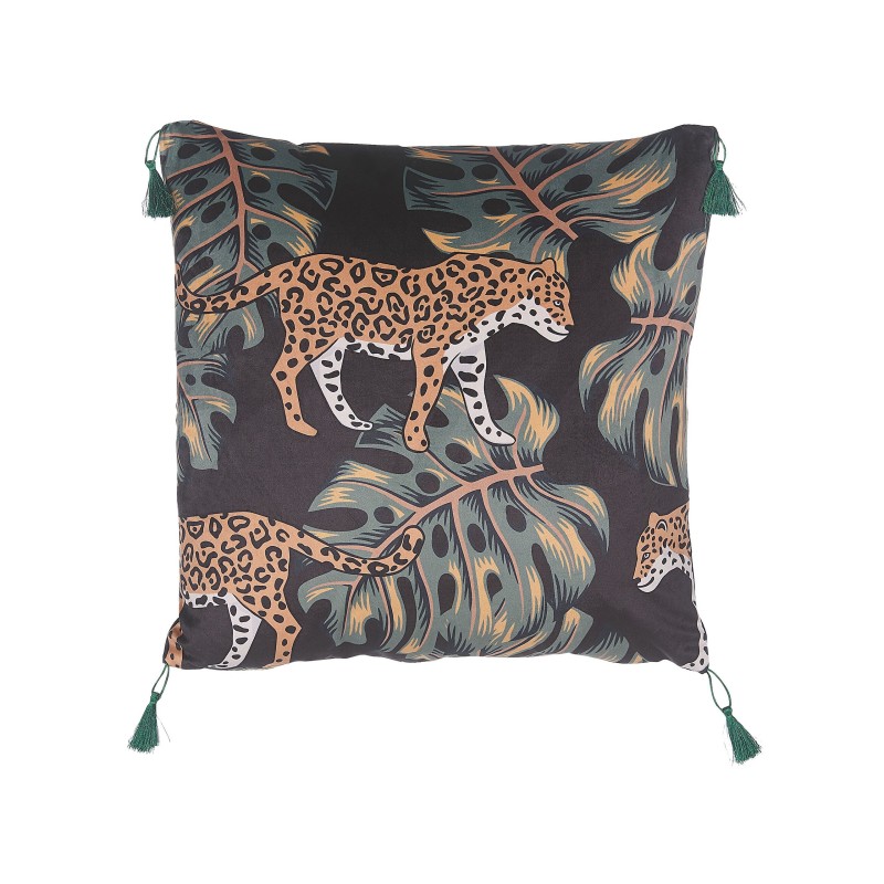 Zestaw 2 poduszek dekoracyjnych KUHI Welur 45 x 45 cm Czarny Wzór zwierzęcy