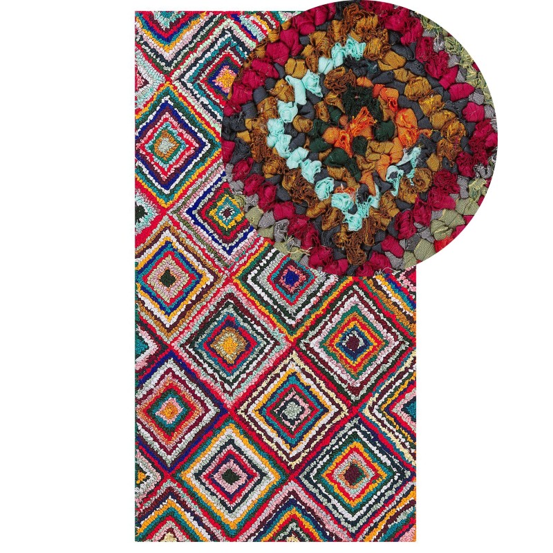 Dywan bawełniany 80 x 150 cm wielokolorowy KAISERI