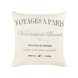 Zestaw 2 poduszek dekoracyjnych MINDALA Len 50 x 50 cm Złamana biel Z napisami