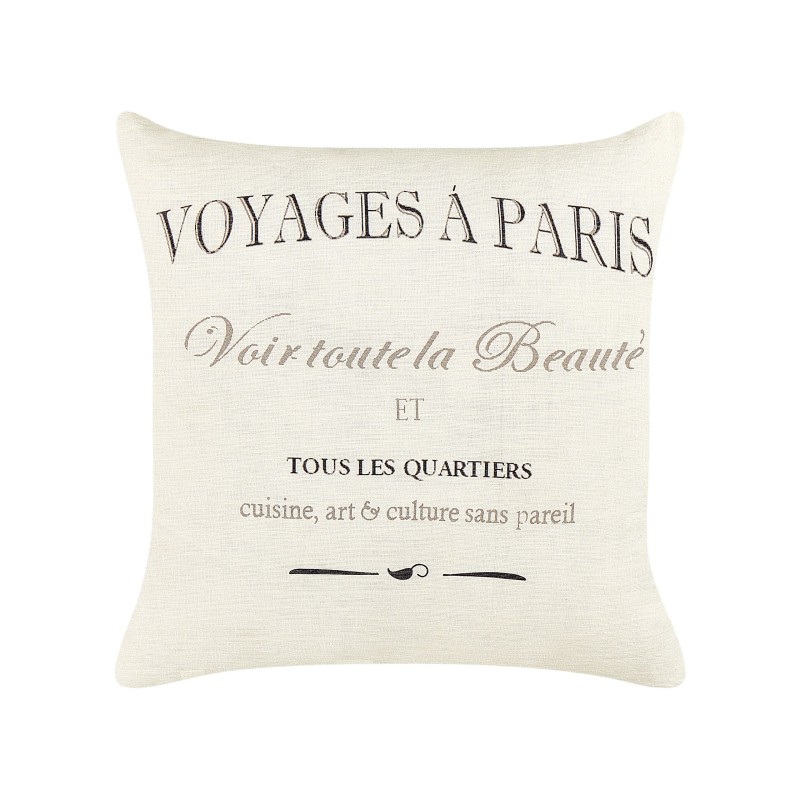 Zestaw 2 poduszek dekoracyjnych MINDALA Len 50 x 50 cm Złamana biel Z napisami