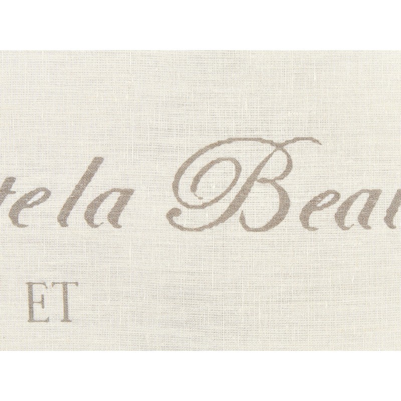 Zestaw 2 poduszek dekoracyjnych MINDALA Len 50 x 50 cm Złamana biel Z napisami