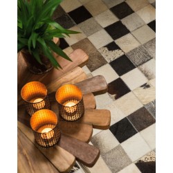 Dywan patchwork skórzany 160 x 230 cm wielokolorowy RIZE