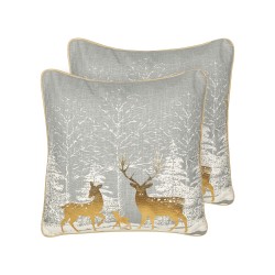 Zestaw 2 poduszek dekoracyjnych AECHMEA Bawełna 45 x 45 cm Szary Wzór świąteczny