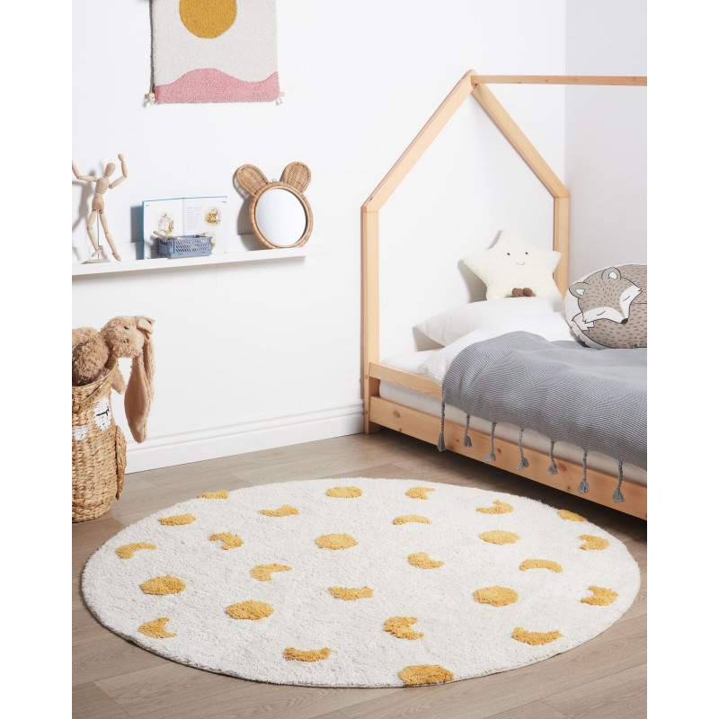 Dywan okrągły bawełniany ø 140 cm jasnobeżowy LOTI