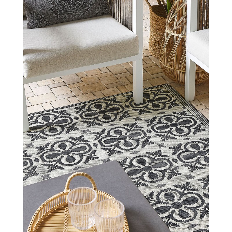 Dywan zewnętrzny 120 x 180 cm czarno-biały NELLUR