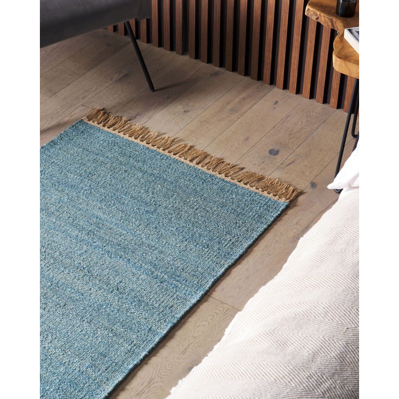 Dywan z juty 80 x 150 cm niebieski LUNIA