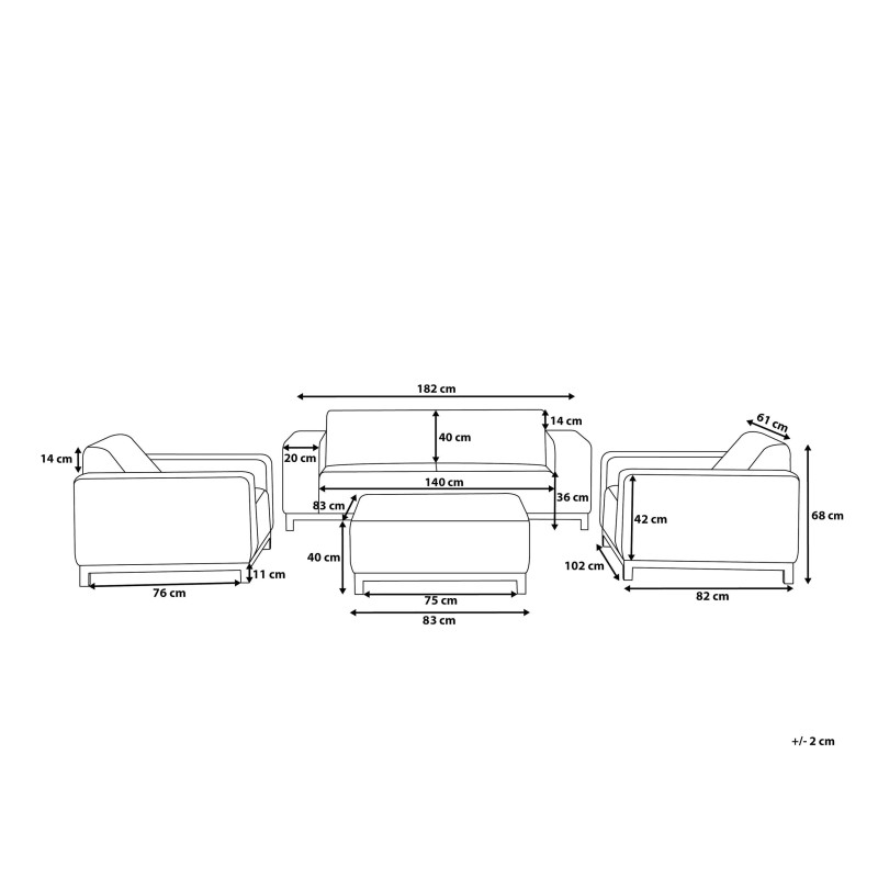 Zestaw ogrodowy ze stolikiem dla 5 osób ROVIGO Szary