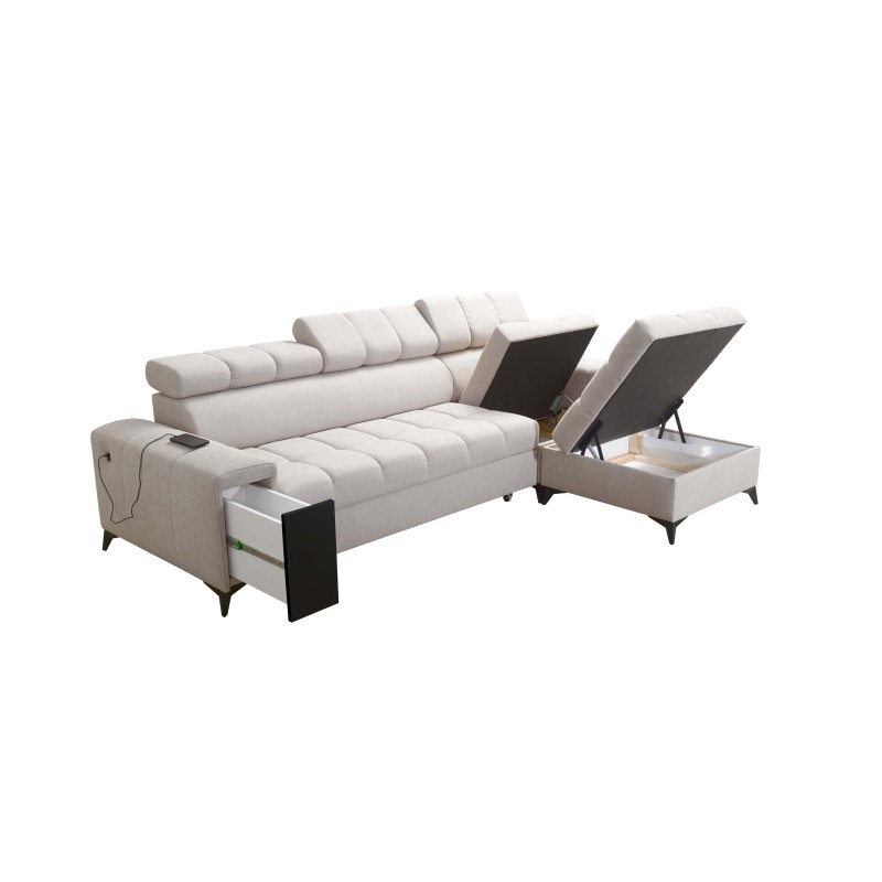 Venna I Maxi Corner Sofa with Sleeping Function and USB Port - Plush, Avra 14