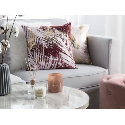 Zestaw 2 poduszek dekoracyjnych CALLA Welur 45 x 45 cm Czerwony Wzór roślinny