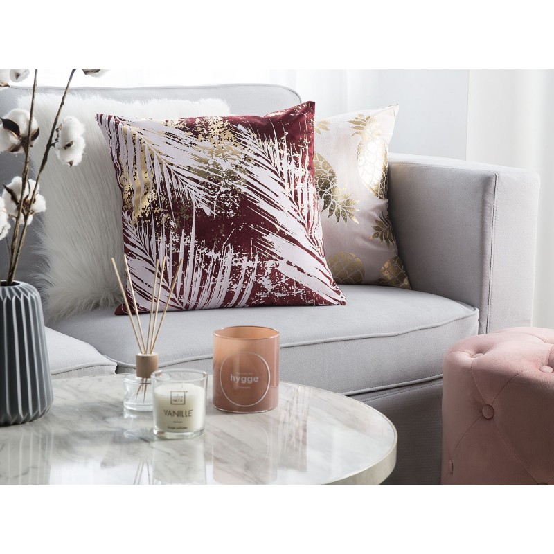 Zestaw 2 poduszek dekoracyjnych CALLA Welur 45 x 45 cm Czerwony Wzór roślinny