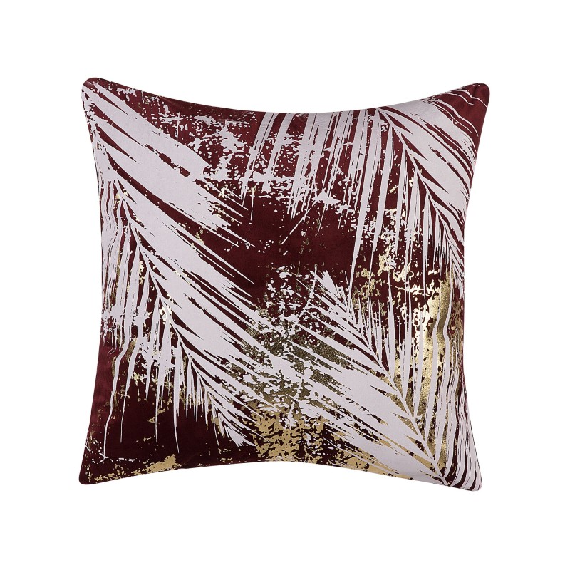 Zestaw 2 poduszek dekoracyjnych CALLA Welur 45 x 45 cm Czerwony Wzór roślinny