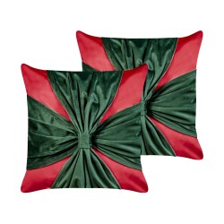 Zestaw 2 poduszek dekoracyjnych MARSHMALLOW Welur 45 x 45 cm Czerwony Wzór świąteczny