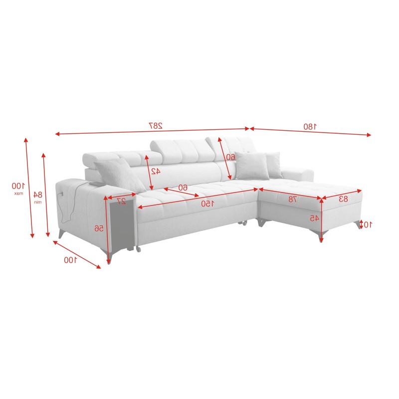 Ecksofa Venna I Maxi mit Schlaffunktion und USB-Anschluss - Plüsch, Avra 14