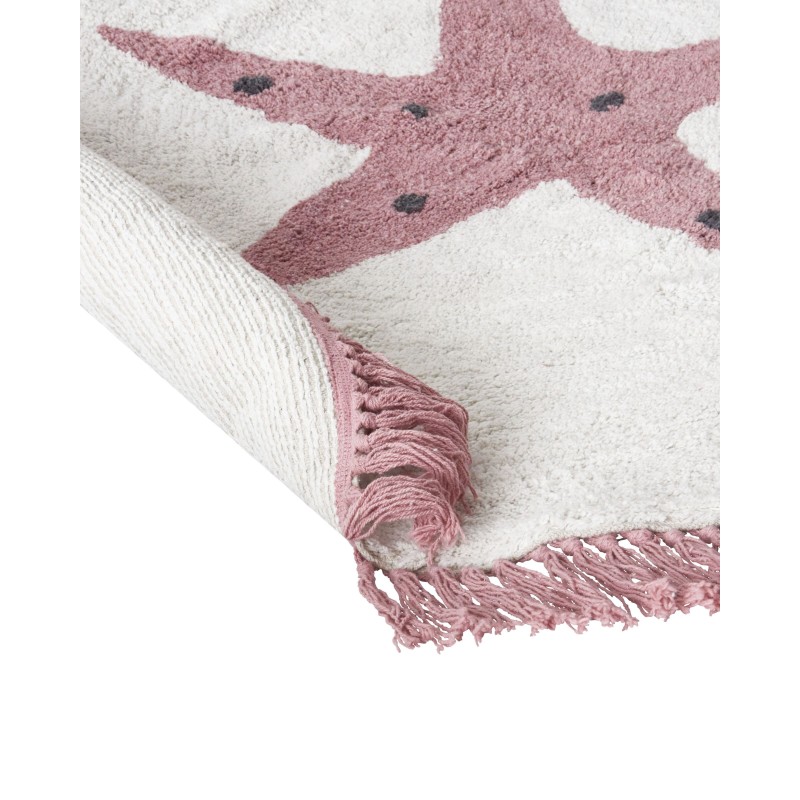 Dywan dziecięcy bawełniany z motywem gwiazdy ⌀ 120 cm złamana biel STARS