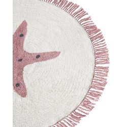 Dywan dziecięcy bawełniany z motywem gwiazdy ⌀ 120 cm złamana biel STARS