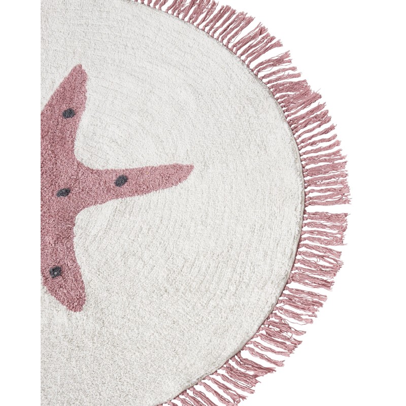 Dywan dziecięcy bawełniany z motywem gwiazdy ⌀ 120 cm złamana biel STARS