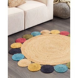 Dywan okrągły z juty ⌀ 140 cm wielokolorowy VOSTAN