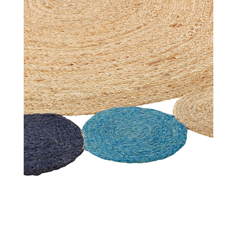 Dywan okrągły z juty ⌀ 140 cm wielokolorowy VOSTAN