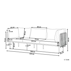 Sofa ogrodowa dla 3 osób SENISE Metal Szary