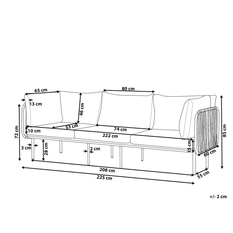 Sofa ogrodowa dla 3 osób SENISE Metal Szary